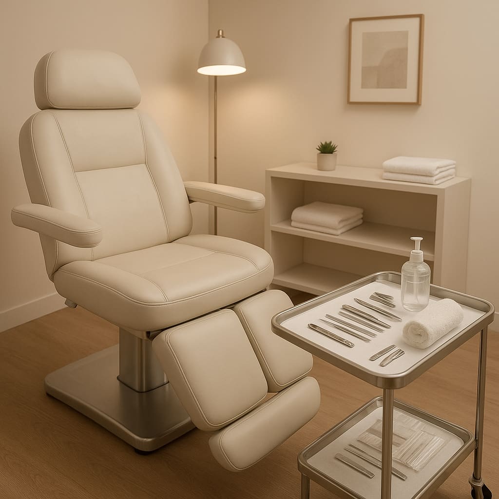 Sauberer und minimalistischer Behandlungsraum